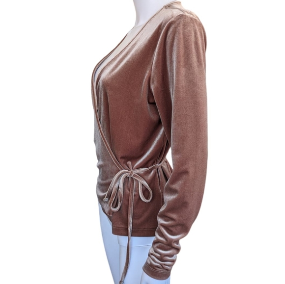 Madewell Velvet Wrap Crossover Top, Long Sleeve with Stretch - Picture 10 of 12